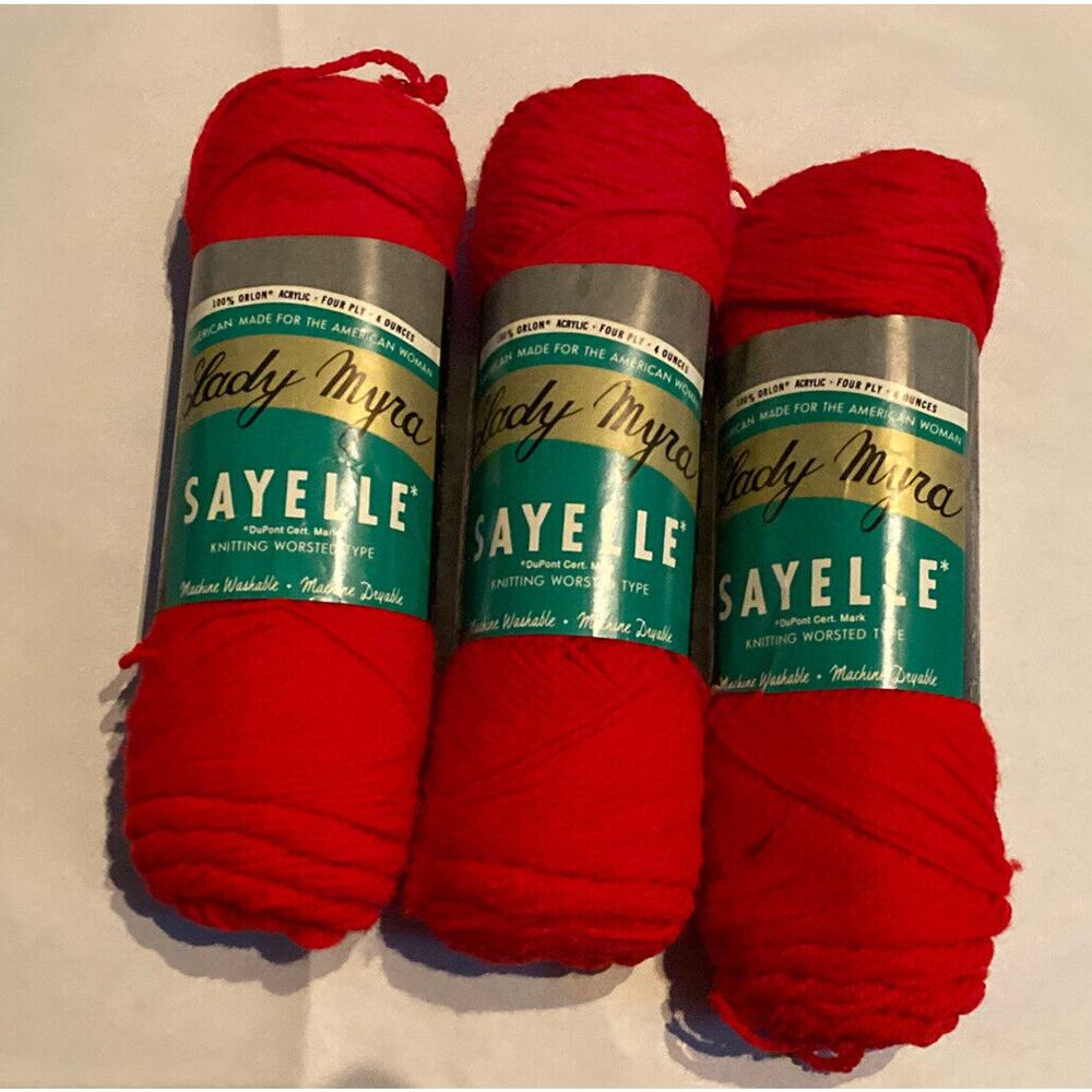 Vtg Sayelle Caron Monsanto Acrylic‎ Worsted Yarn 3.5 oz 4-ply Devil Red 1024 NOS